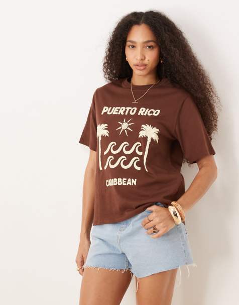 ASOS DESIGN oversized t shirt with holiday puff print in brown - view 1