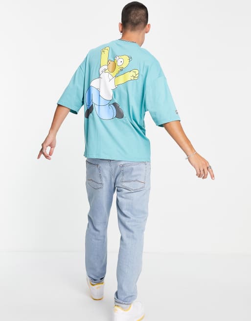 ASOS DESIGN oversized t-shirt with Homer print in teal