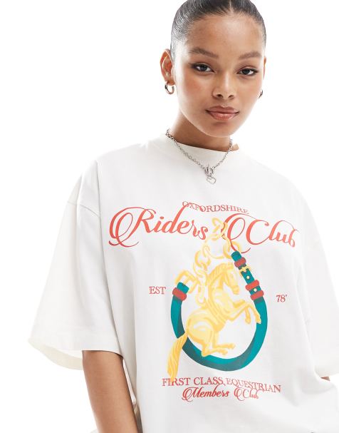 ASOS DESIGN oversized t-shirt with horse graphic in off white - view 1