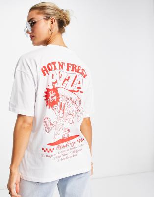 ASOS DESIGN oversized t-shirt in off white with hot dog back & chest print