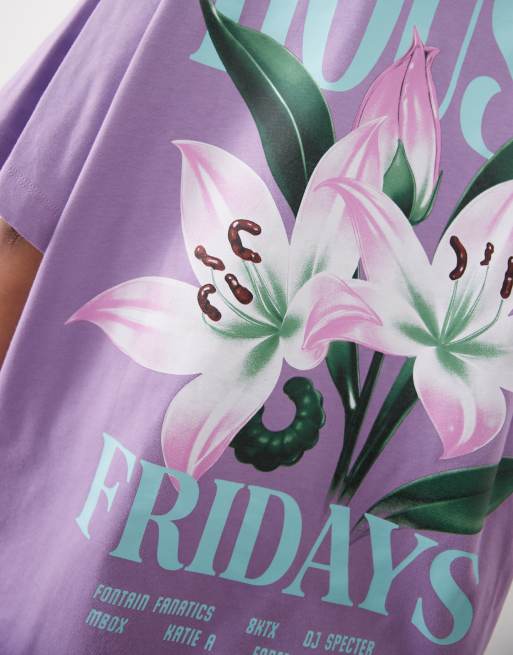 ASOS DESIGN Oversized T-shirt with House fridays flower graphic in purple, 4 of 4