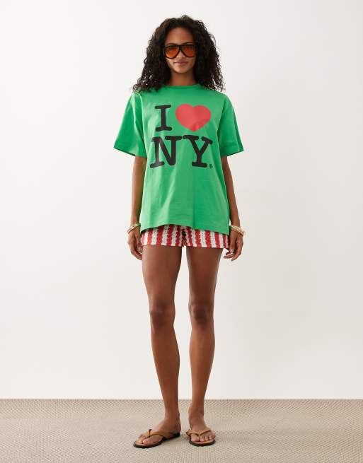 ASOS DESIGN oversized t-shirt with I love NY graphic in green, 2 of 4