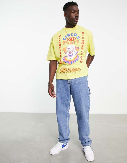 ASOS DESIGN oversized t shirt with Ibiza Amnesia print in yellow