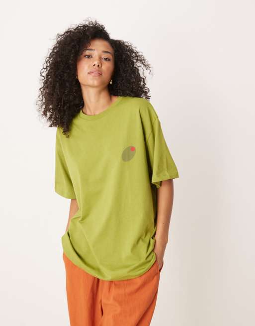 ASOS DESIGN oversized T-shirt with italia olive graphic in green