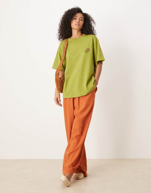 ASOS DESIGN oversized T-shirt with italia olive graphic in green