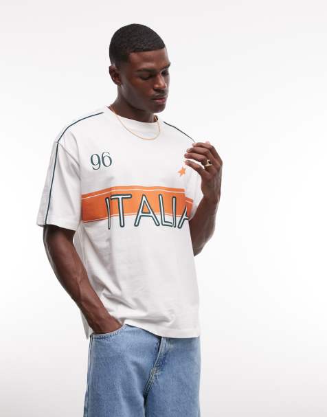 ASOS DESIGN oversized T-shirt with Italy football graphic in white - view 1