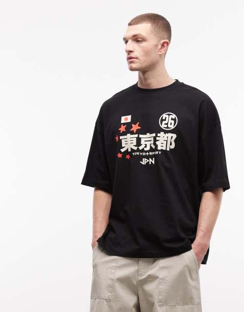 ASOS DESIGN oversized t-shirt with Japan soccer graphic in black - view 1