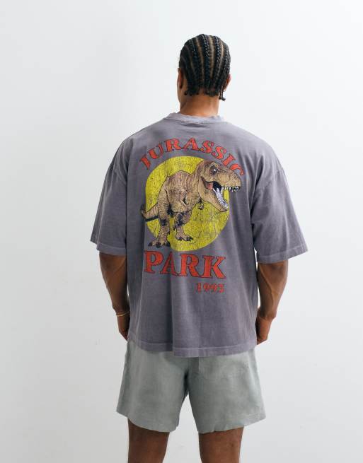 ASOS DESIGN oversized t-shirt with Jurassic Park T-Rex print in washed black, 4 of 5