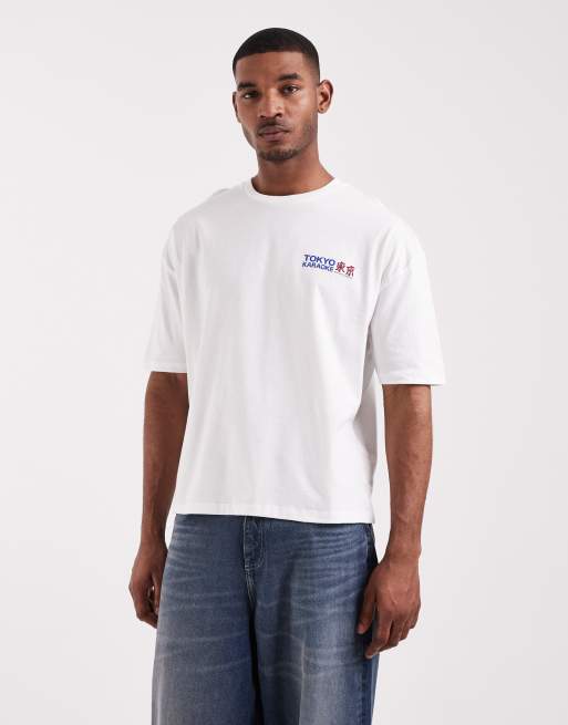 ASOS DESIGN oversized T-shirt with karaoke graphic in white, 2 of 5