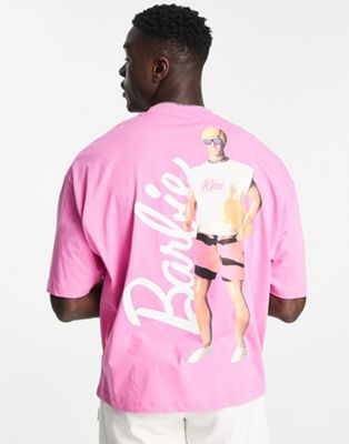 ASOS DESIGN oversized t-shirt with Barbie Ken print in pink
