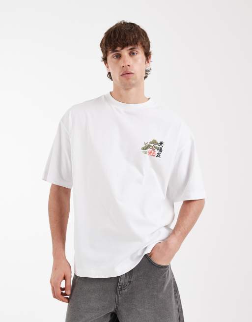 ASOS DESIGN oversized t-shirt with koi fish graphic in white, 5 of 5