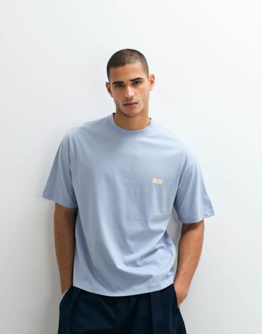 ASOS DESIGN oversized t-shirt with Kyoto text print in blue, 4 of 5