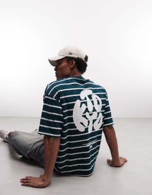 Asos Design Oversized T-shirt With Kyoto Text Print In Green