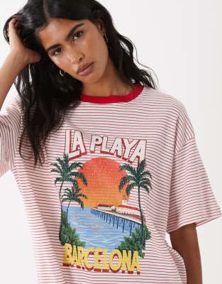 Asos Design Oversized T-shirt With La Playa Graphic In Multi