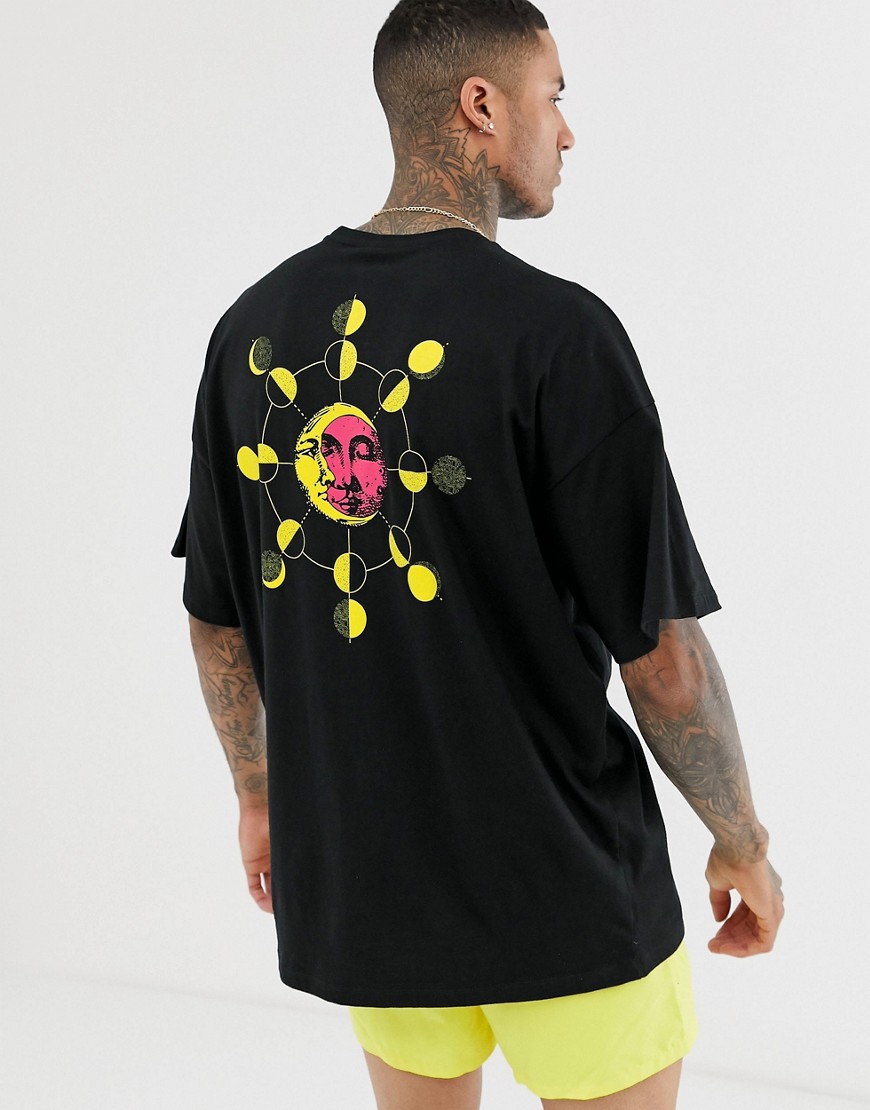 ASOS DESIGN oversized t-shirt with large sun back print-Black