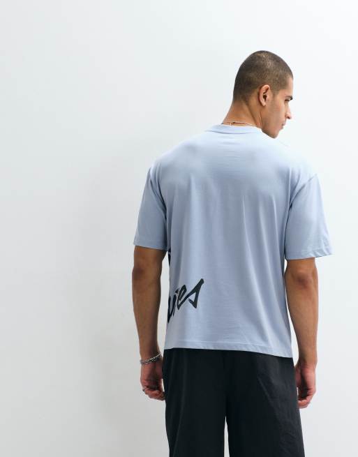 ASOS DESIGN oversized t-shirt with large text graphic in blue, 4 of 5
