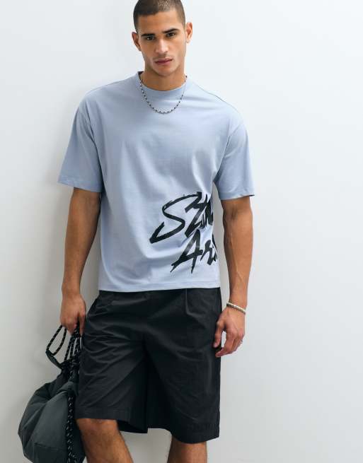 ASOS DESIGN oversized t-shirt with large text graphic in blue, 5 of 5