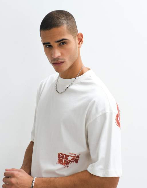 ASOS DESIGN oversized t-shirt with large text graphic in cream, 4 of 5