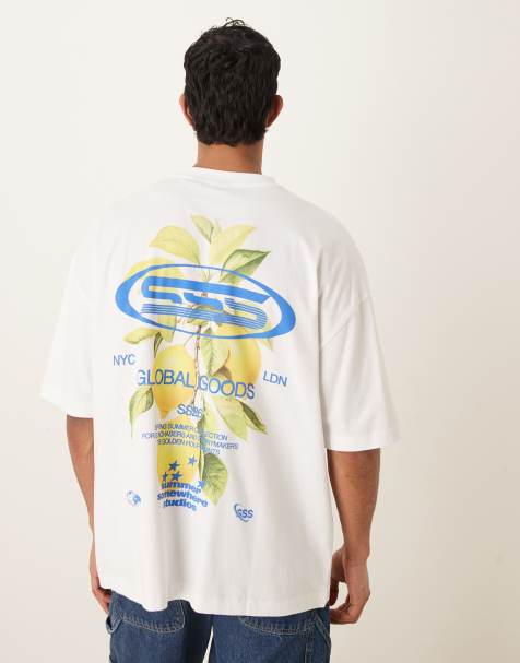 ASOS DESIGN oversized t-shirt with lemons graphic in white - view 1