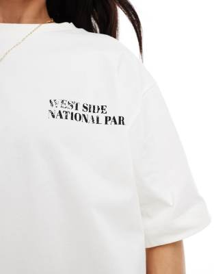 Asos Design Oversized T-shirt With Lily Pad Graphic In White