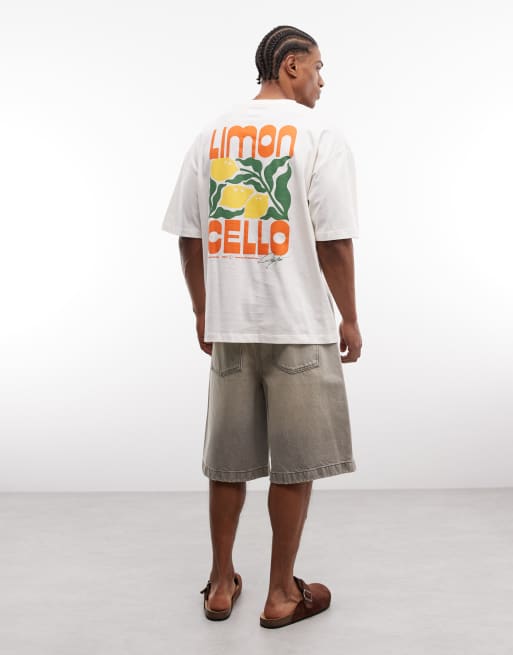 ASOS DESIGN oversized t-shirt with limoncello graphic in off white, 3 of 5