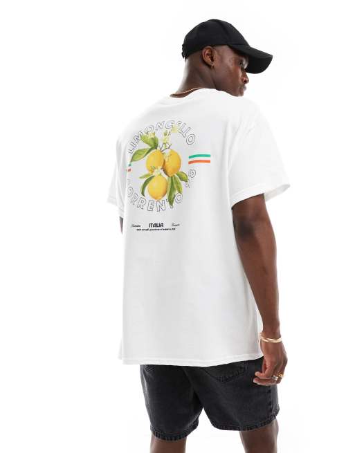 ASOS DESIGN oversized t-shirt with limoncello graphic in white
