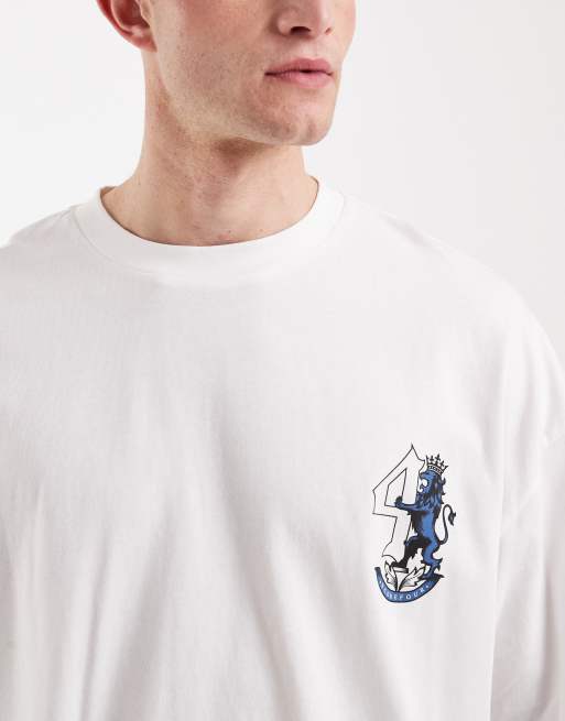 ASOS DESIGN oversized t-shirt with lion football chest graphic in white, 3 of 5