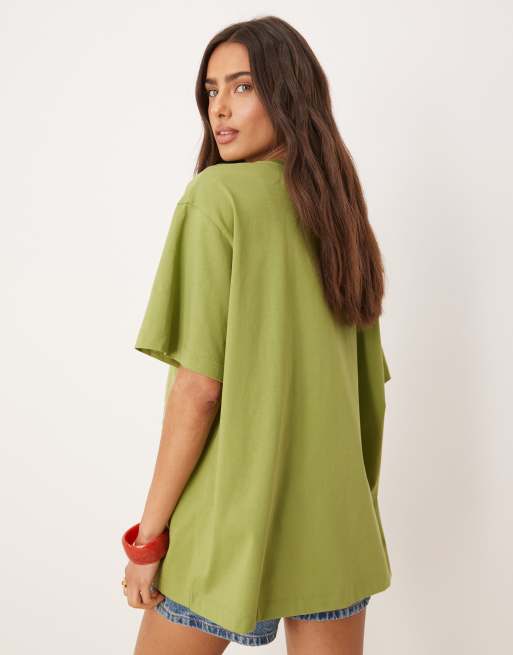 ASOS DESIGN oversized t-shirt with lisbon graphic in khaki