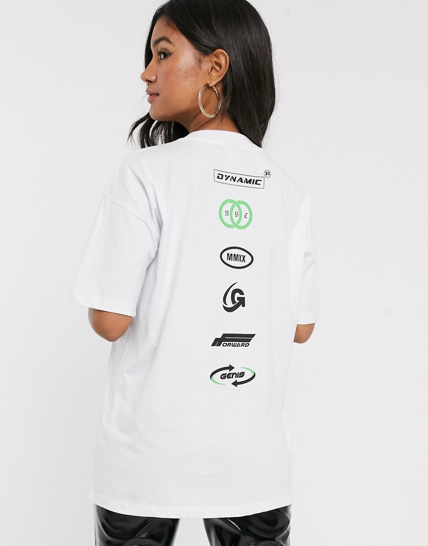 ASOS DESIGN oversized t-shirt with logo and badges-White