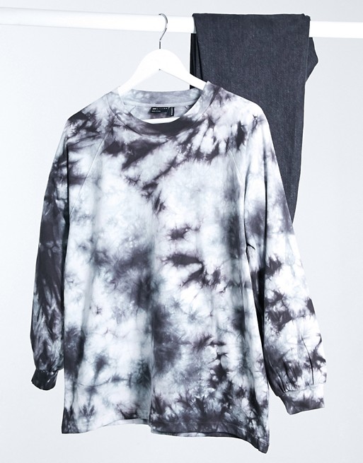ASOS DESIGN oversized t-shirt with long sleeve in mono tie dye