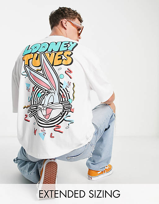 ASOS DESIGN oversized t-shirt with Looney Tunes print in white | ASOS