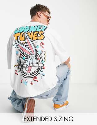 ASOS Tunes with in ASOS print oversized t-shirt Looney white DESIGN |