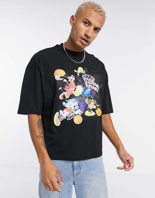 Asos Design Oversized T Shirt With Looney Tunes Space Jam Basketball Print In Heavyweight Jersey Asos