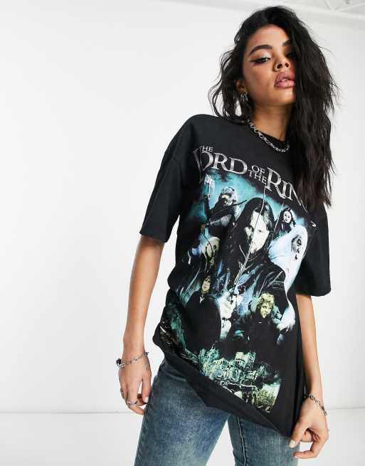 ASOS DESIGN oversized t-shirt with Lord of the Rings licensed graphic in washed charcoal