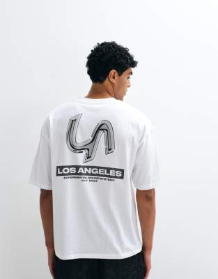Asos Design Oversized T-shirt With Los Angeles Graphic In White