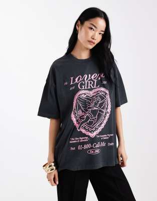 Asos Design Oversized T-shirt With Lover Girl Print In Multi