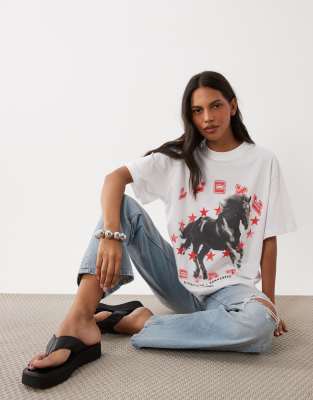 Asos Design Oversized T-shirt With Lucky Star Rodeo Graphic In Multi