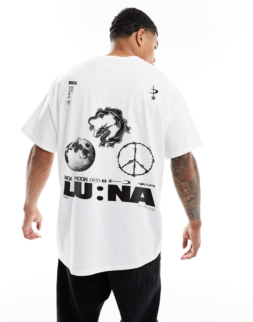ASOS DESIGN oversized t-shirt with lunar new year print-White