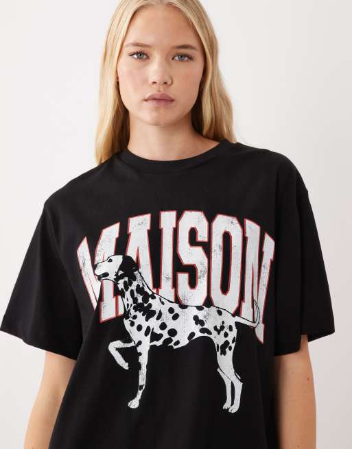 ASOS DESIGN Oversized t-shirt with Maison Dalmatian graphic in black, 2 of 4