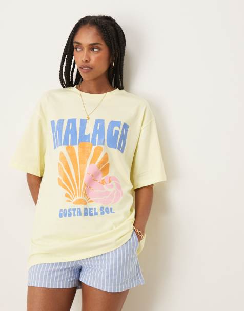 ASOS DESIGN oversized t-shirt with malaga shell graphic in lemon - view 1