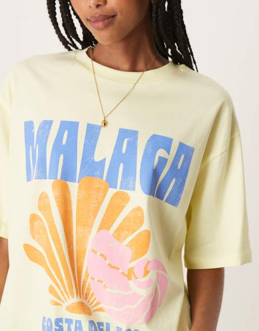 ASOS DESIGN oversized T-shirt with malaga shell graphic in lemon