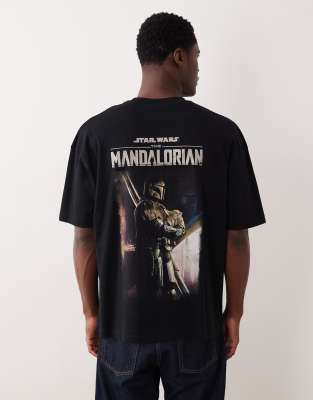 Asos Design Oversized T-shirt With Mandalorian Print In Black