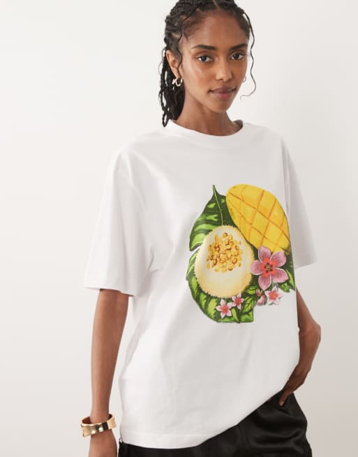 ASOS DESIGN oversized t-shirt with mango sticky rice graphic in white, 4 of 4