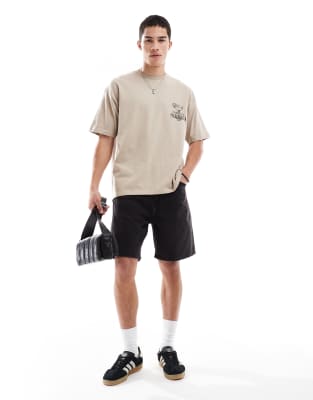 Asos Design Oversized T-shirt With Margarita Graphic In Neutral