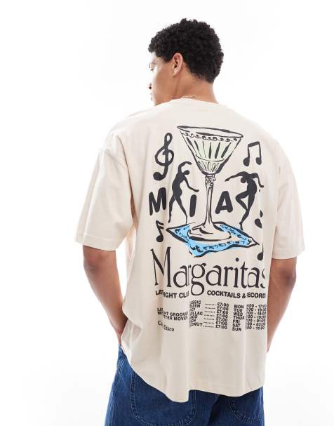 ASOS DESIGN oversized T-shirt with margarita graphic in beige - view 1