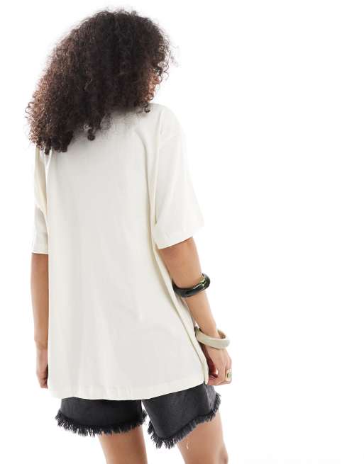 ASOS DESIGN oversized T-shirt with martini graphic in cream
