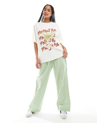 Asos Design Oversized T-shirt With Martini Graphic