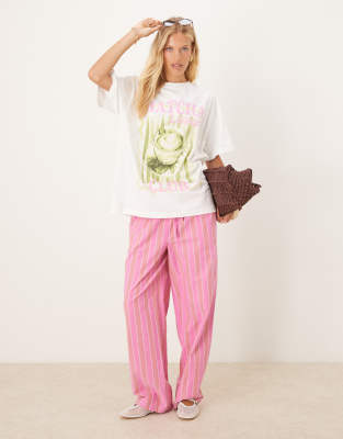 Asos Design Oversized T-shirt With Matcha Lovers Graphic In White