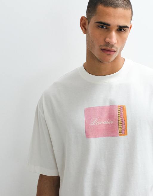 ASOS DESIGN oversized t-shirt with matchbox graphic in cream, 4 of 5