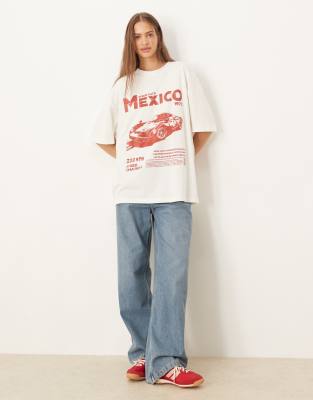 Asos Design Oversized T-shirt With Mexico Car Graphic In White